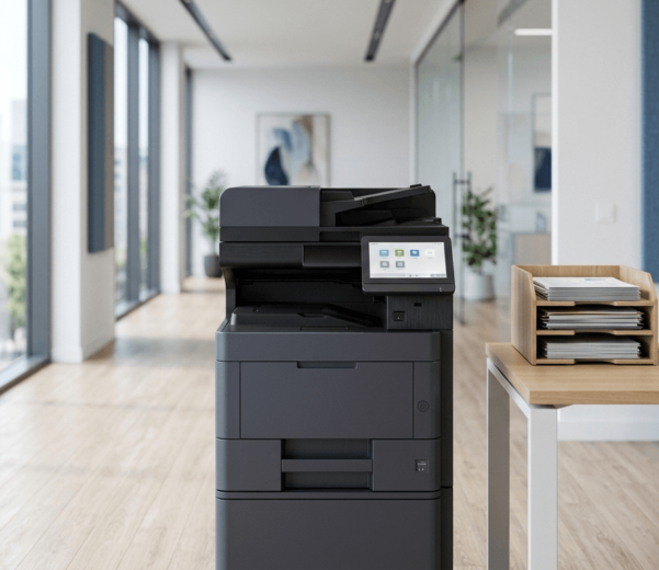 Multifuncional para oficinas corporativas instalada en un entorno empresarial moderno