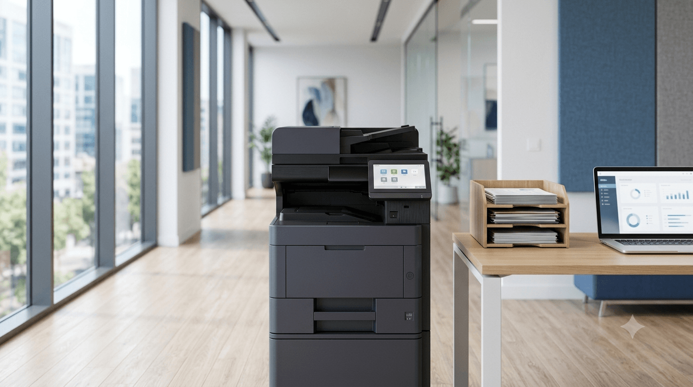 Multifuncional para oficinas corporativas instalada en un entorno empresarial moderno